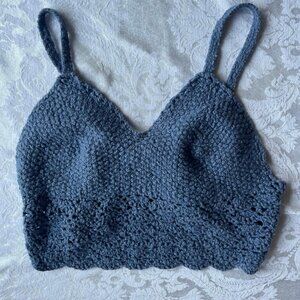 l hollister slate blue crochet top